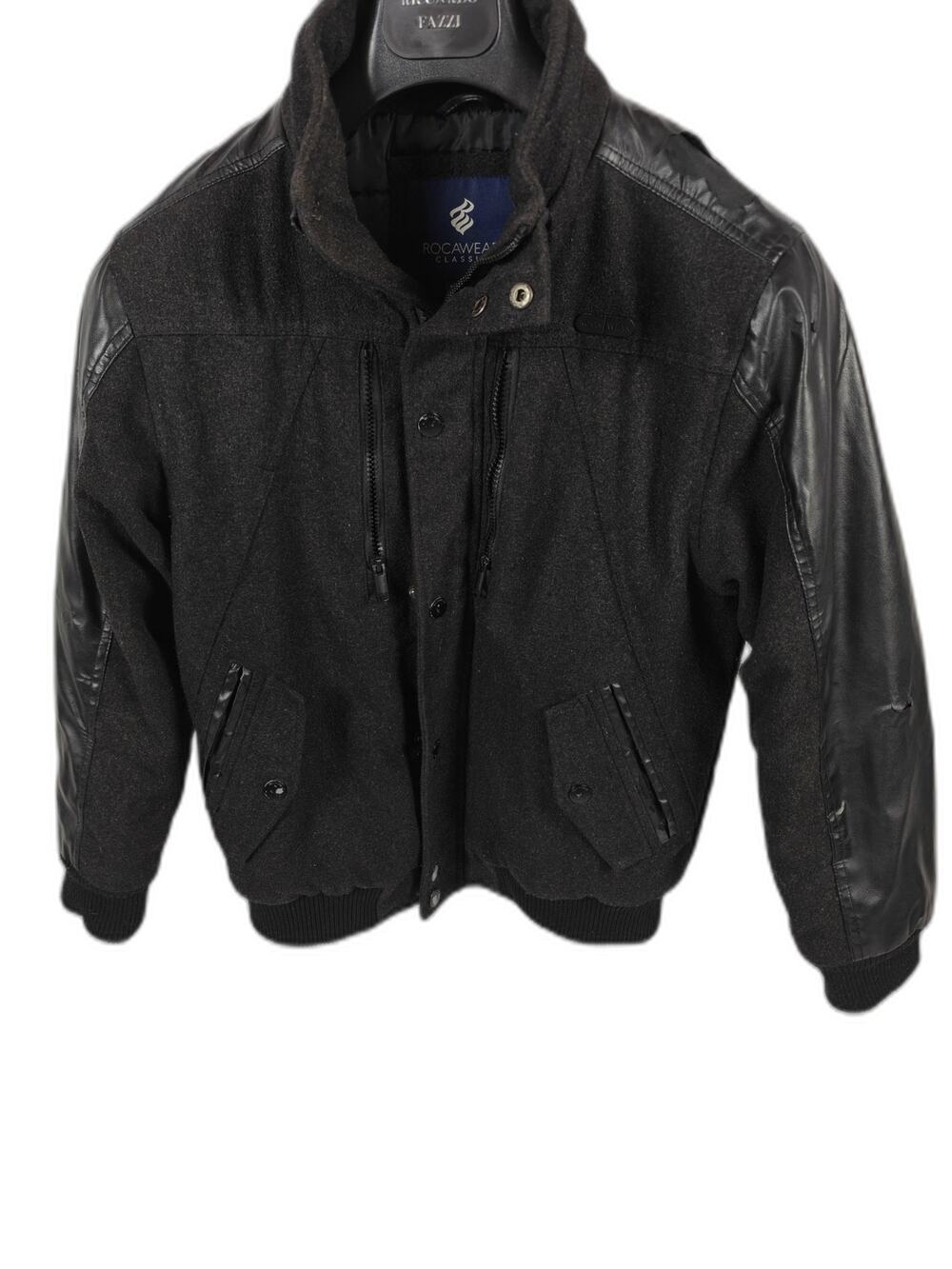 Boys Rocawear Classic Bomber Jacket Black Gray Size L 14/16